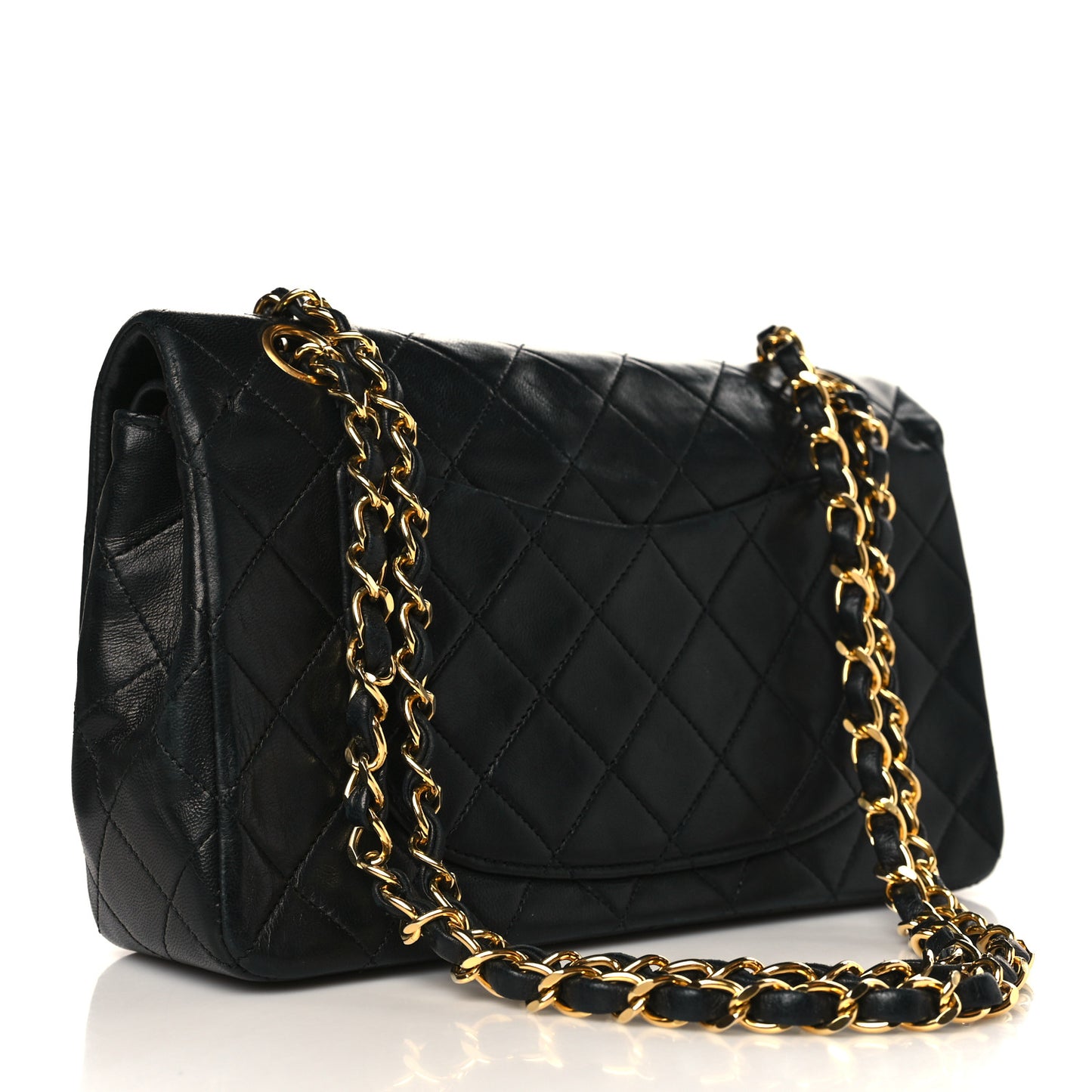 Lambskin Quilted Small Double Flap Black