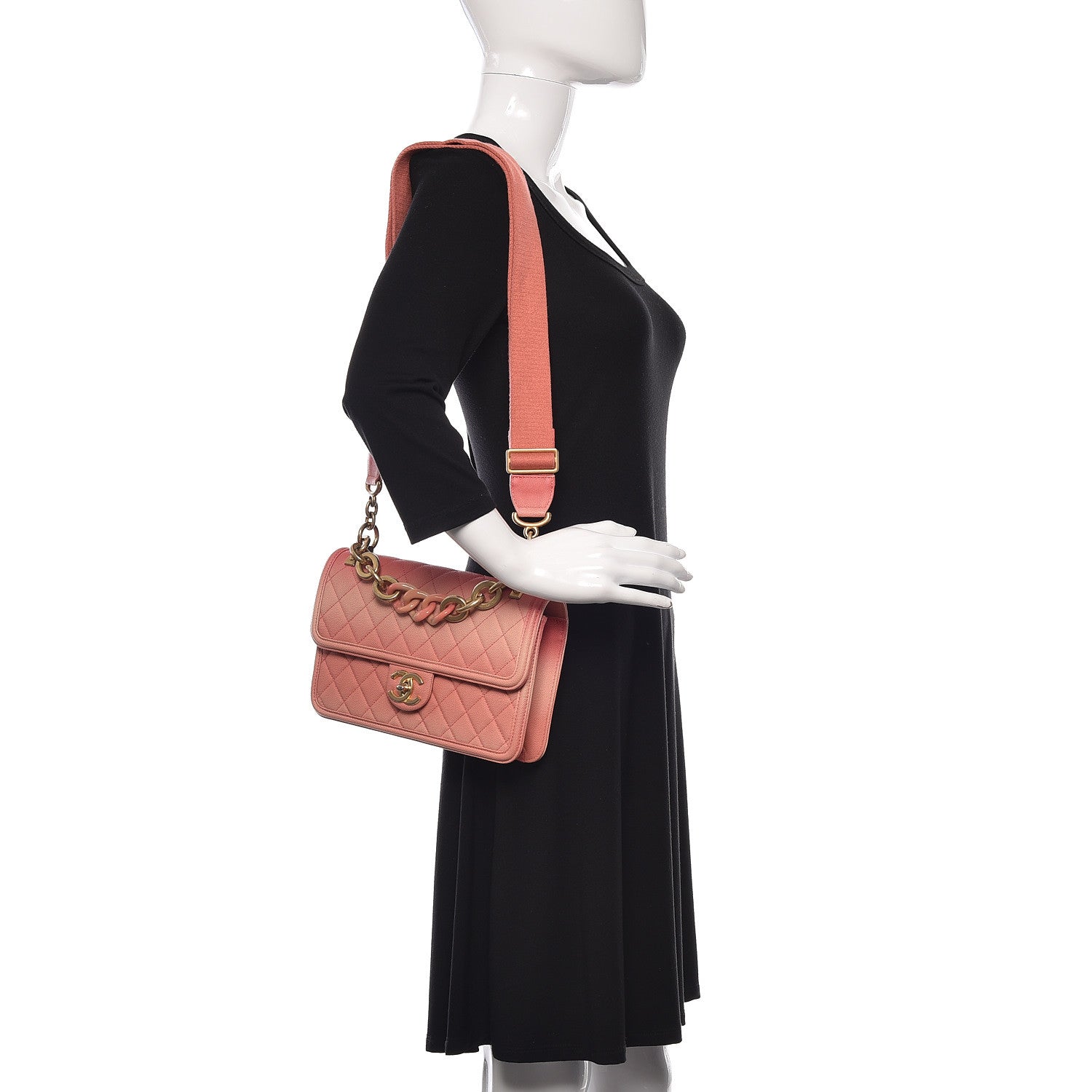 Chanel Caviar Quilted Medium Sunset On The Sea Flap Coral 2 of 10