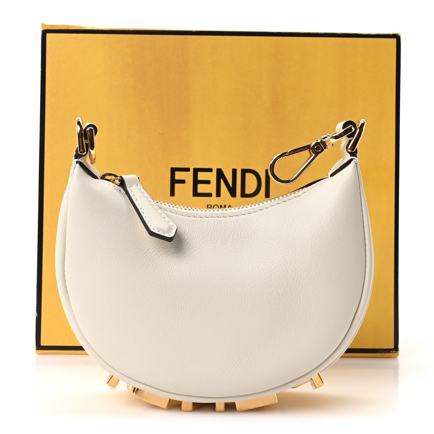 Fendi Vitello Grace Matte Nano Fendigraphy Hobo Charm White Ice 11 of 11