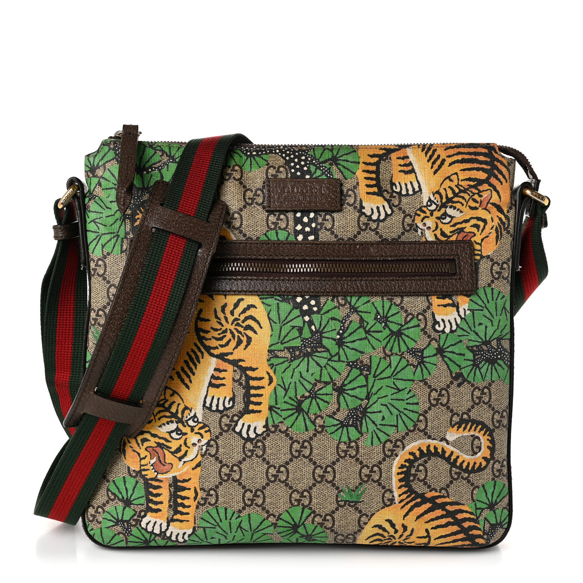Gucci GG Supreme Monogram Bengal Web Medium Flat Messenger Beige Yard 1 of 19