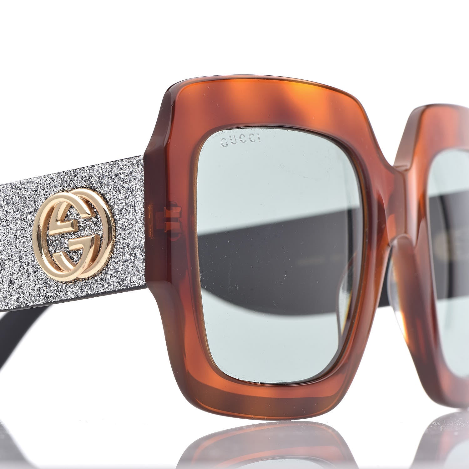 Gucci Square Frame GG0102S Sunglasses Glitter Silver Multi 16 of 16