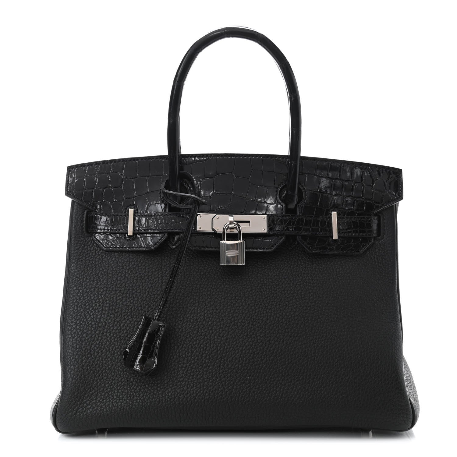 Hermes Togo Shiny Niloticus Crocodile Birkin Touch 30 Black 1 of 13