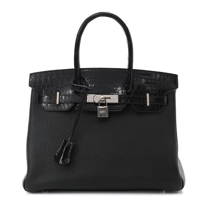 Hermes Togo Shiny Niloticus Crocodile Birkin Touch 30 Black 1 of 13