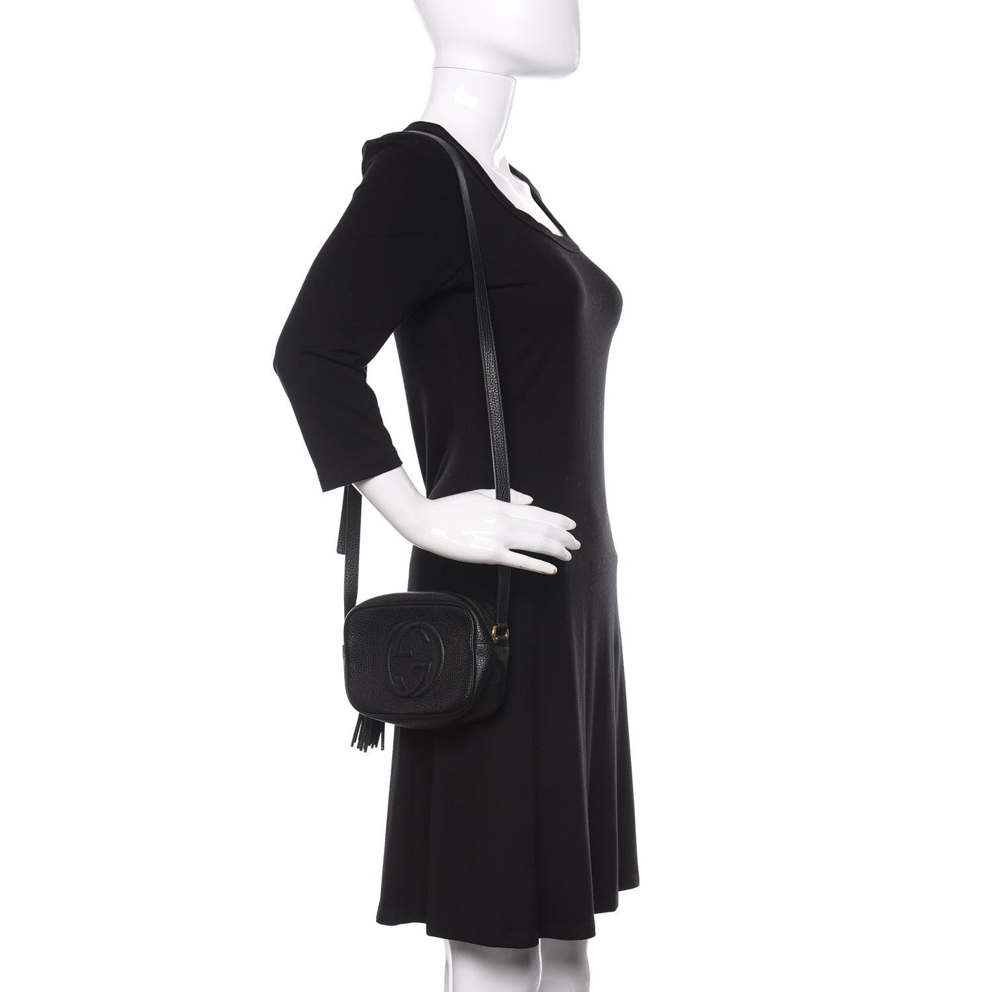 Pebbled Calfskin Mini Soho Disco Bag Black