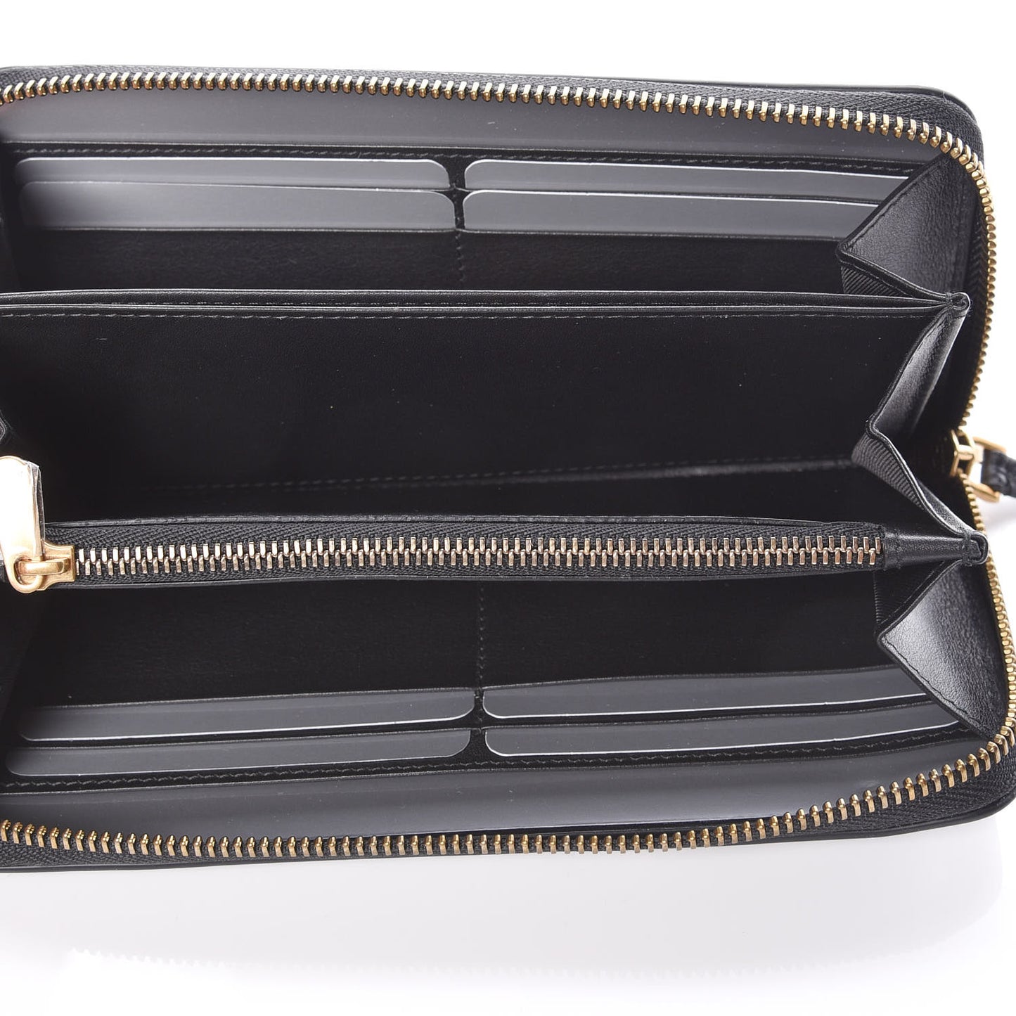 Calfskin Stars Voyageur Zip Around Wallet Black