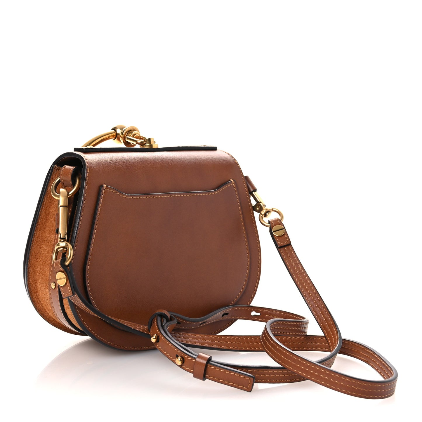 Calfskin Suede Small Nile Bracelet Bag Caramel
