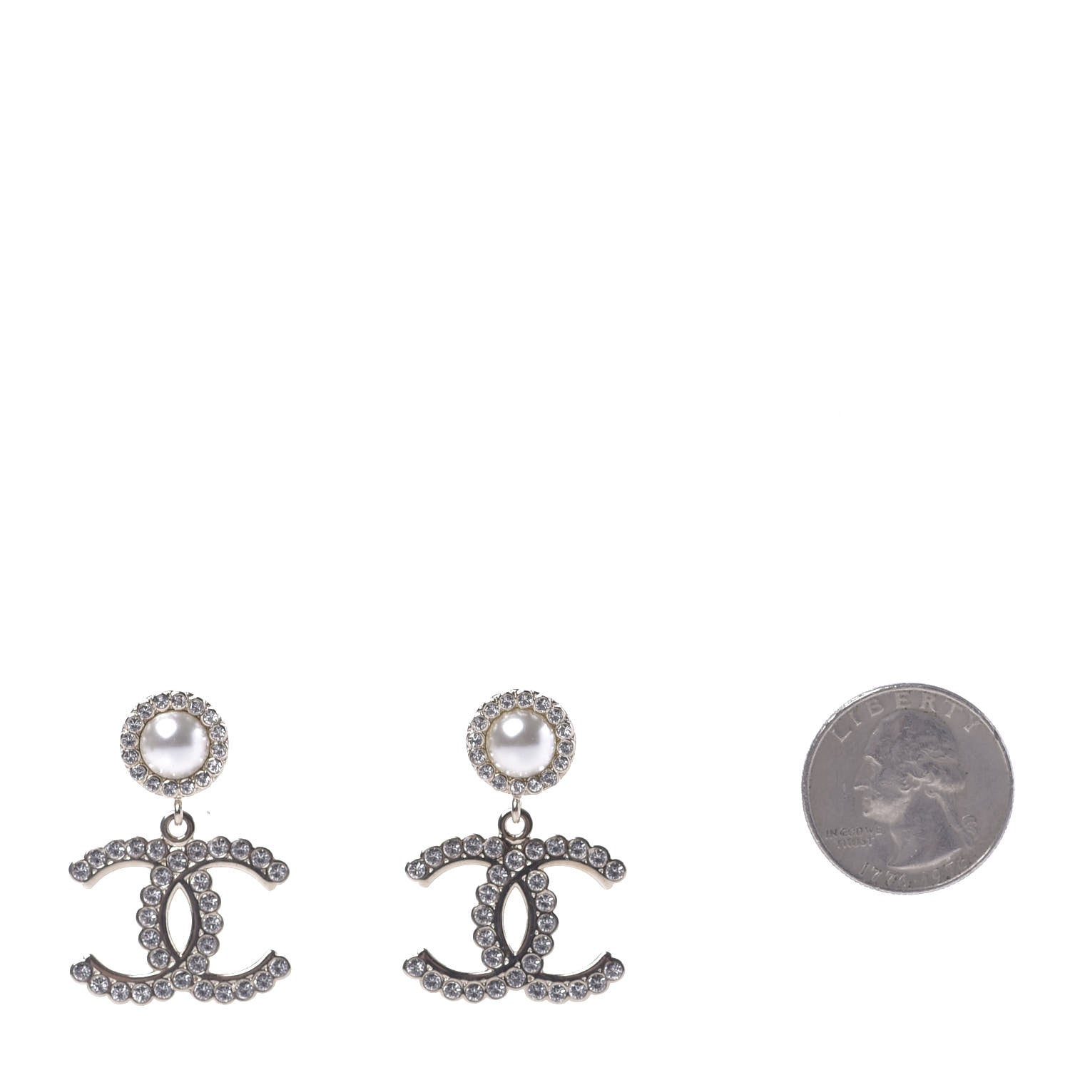 Chanel Crystal Pearl Bow-tiful CC Drop Earrings Gold 2 of 5