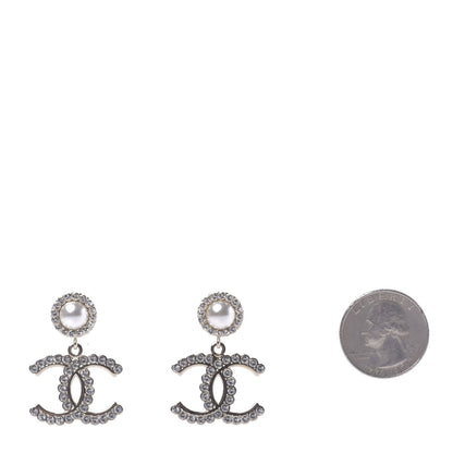 Chanel Crystal Pearl Bow-tiful CC Drop Earrings Gold 2 of 5