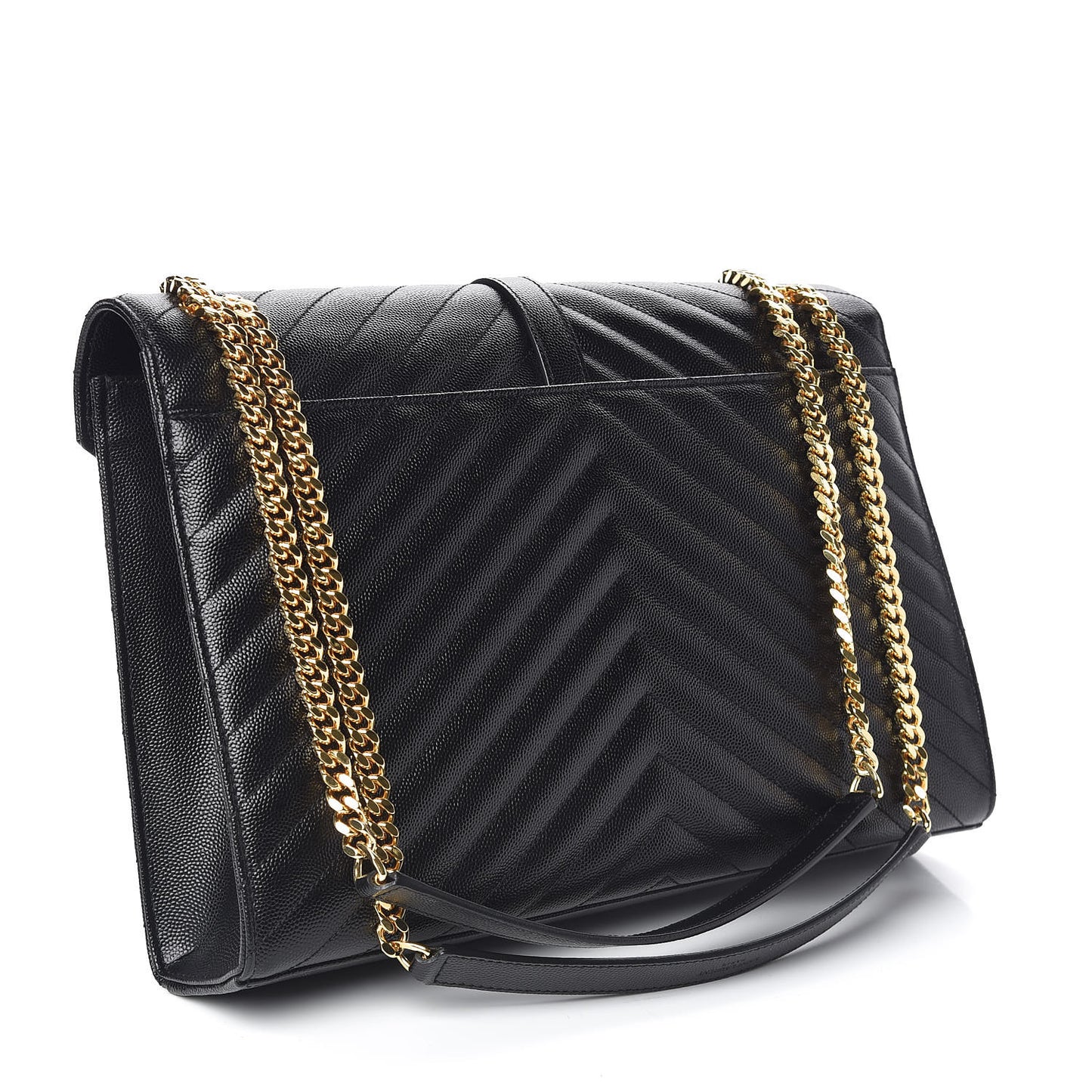 Grain De Poudre Matelasse Chevron Large Monogram Satchel Black