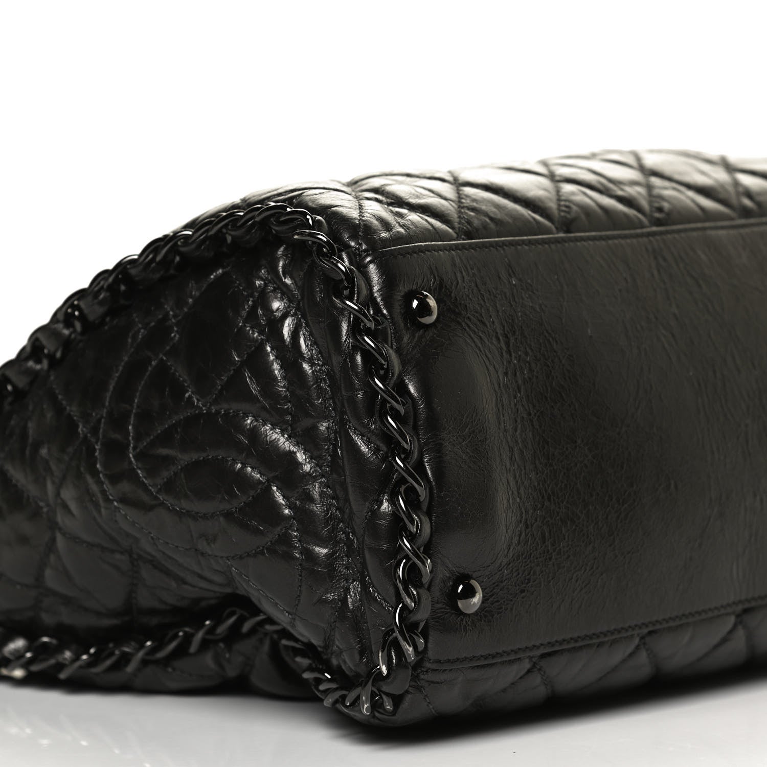 Chanel Metallic Calfskin Quilted Large Chain Me Hobo Dark Grey 9 of 10