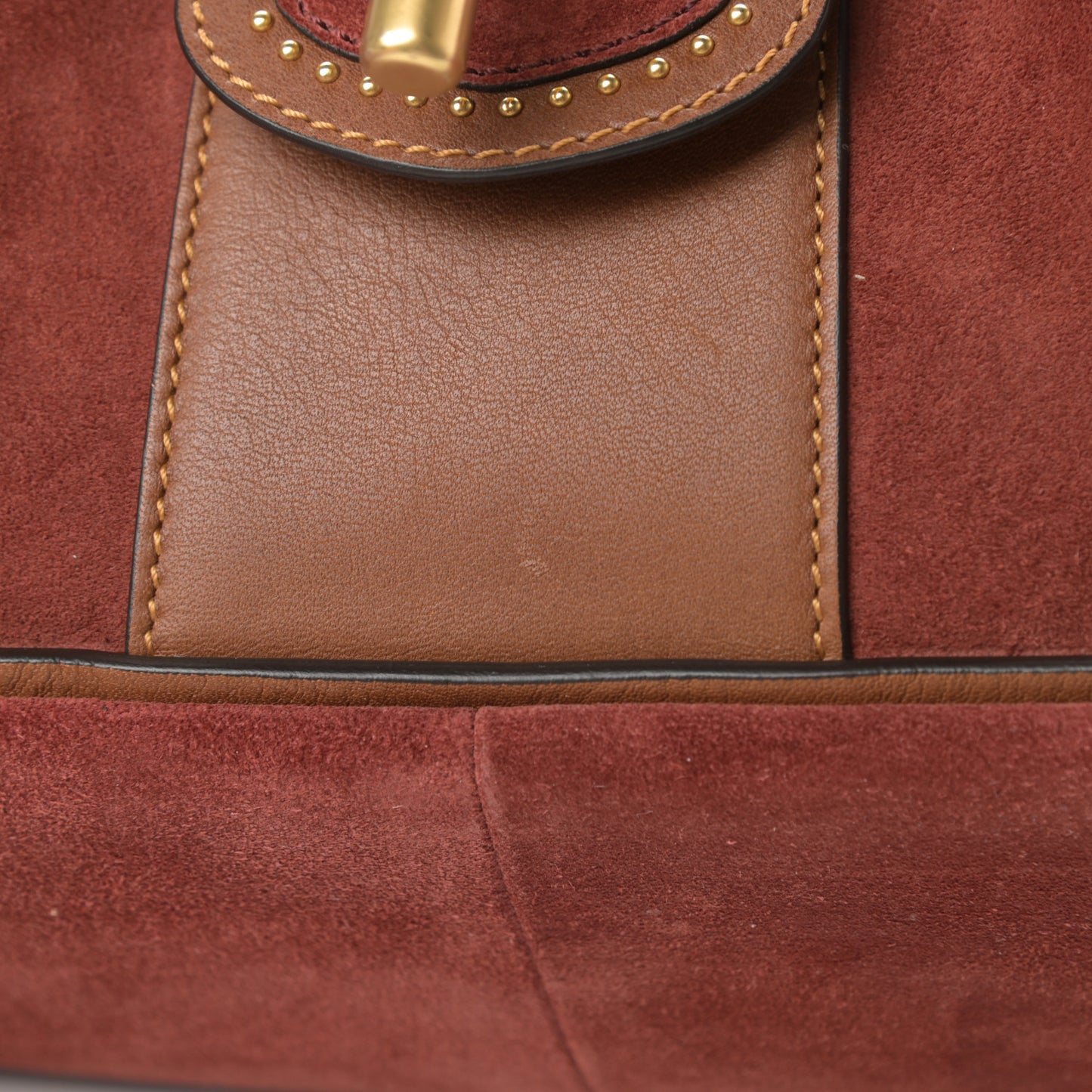 Suede Studded Small Lexa Shoulder Bag Saffron Red