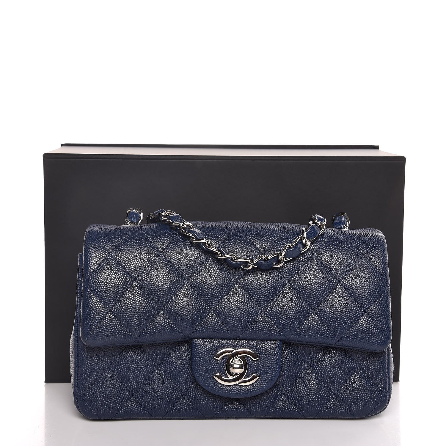 Chanel Caviar Quilted Mini Rectangular Flap Navy 8 of 8