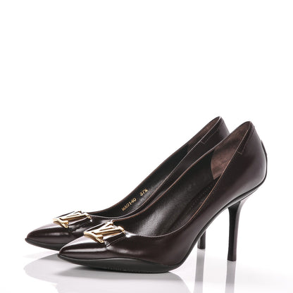 Louis Vuitton Glazed Calfskin Candice Pumps 37.5 Moka 3 of 9