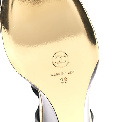 Chanel Lambskin Cap Toe Open Wedge 36 Black 6 of 8