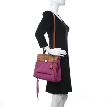 Hermes Toile Militaire Vache Hunter Laque Herbag Zip Retourne 31 PM Magnolia Fauve 2 of 12