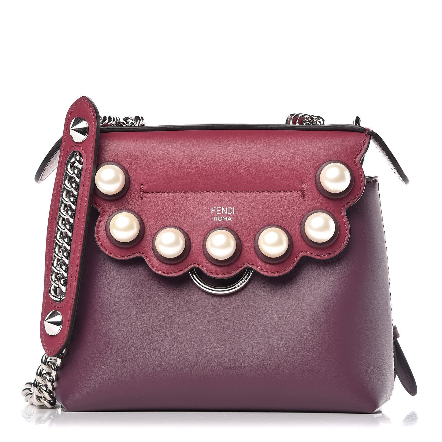 Vitello Century Pearl Bi-Color Scalloped Mini Back to School Backpack Amarone Black Cherry