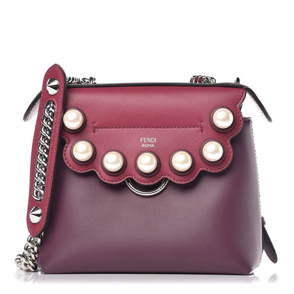 Fendi Vitello Century Pearl Bi-Color Scalloped Mini Back to School Backpack Amarone Black Cherry 1 of 12