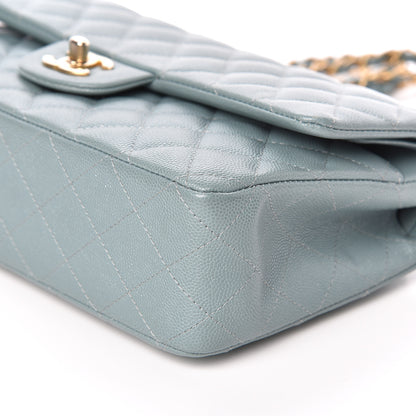 Chanel Iridescent Caviar Quilted Medium Double Flap Light Blue 9 of 10