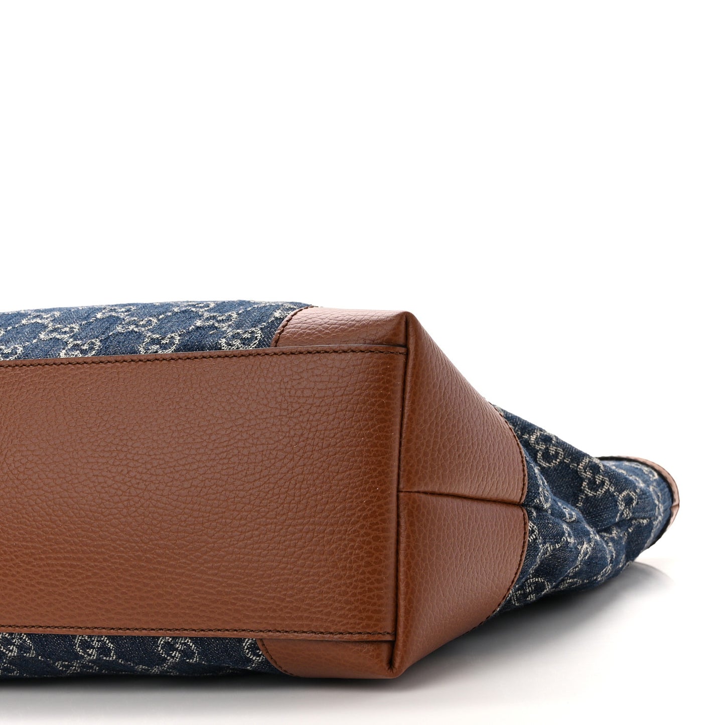 New Denim GG Monogram Medium Ophidia Shopping Tote Blue Tea Cuir