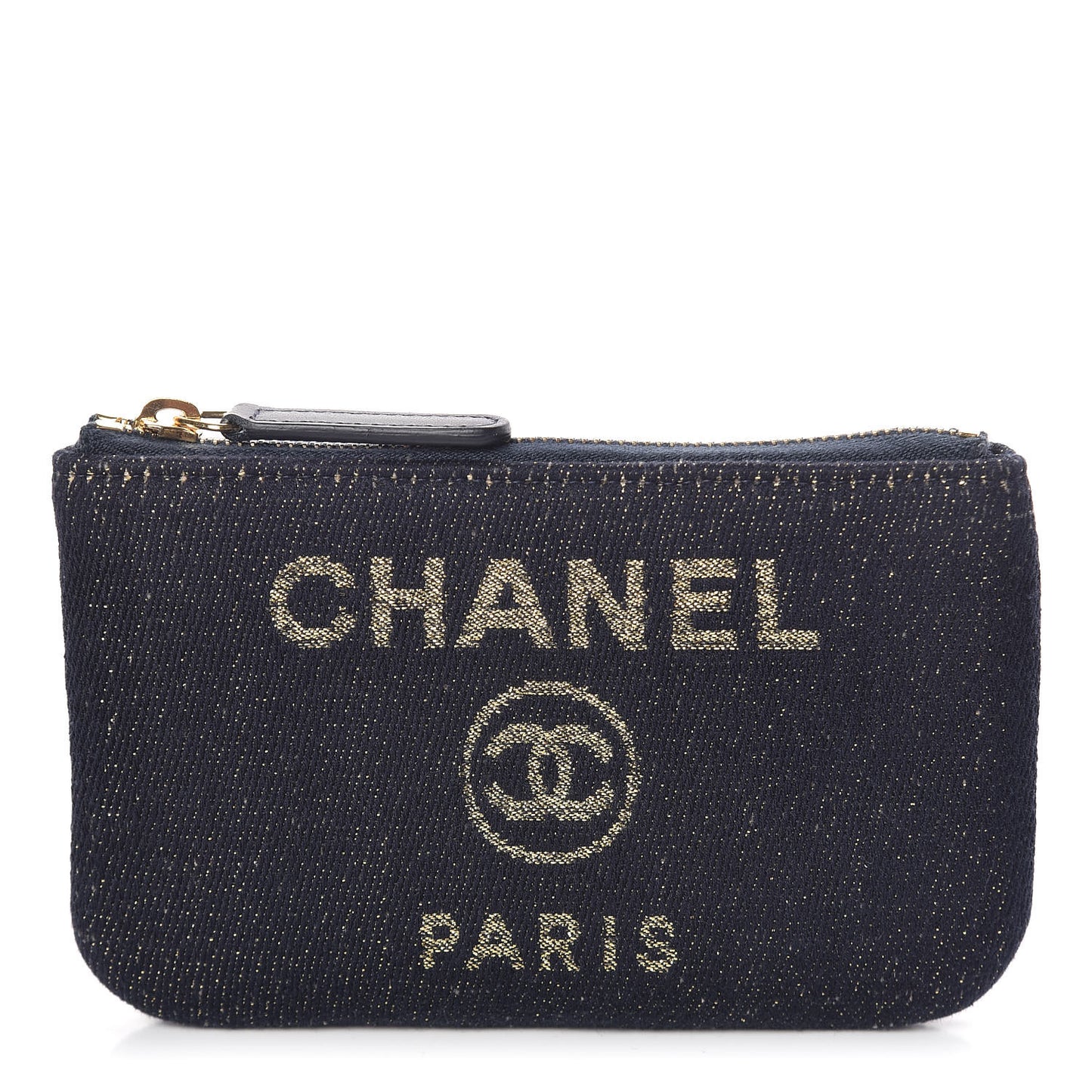 Lurex Canvas Deauville Cosmetic Pouch Navy Blue Gold