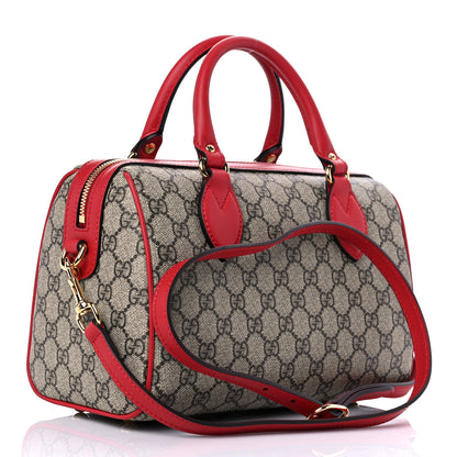 Gucci GG Supreme Monogram Kingsnake Heart Embroidered Small Boston Red 3 of 12