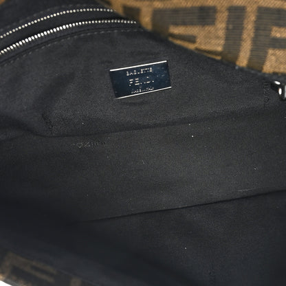 Fendi Fabric Jacquard F Paillettes Vitello Cover FF 1974 Embroidered Baguette Tobacco Moro Argento 5 of 10