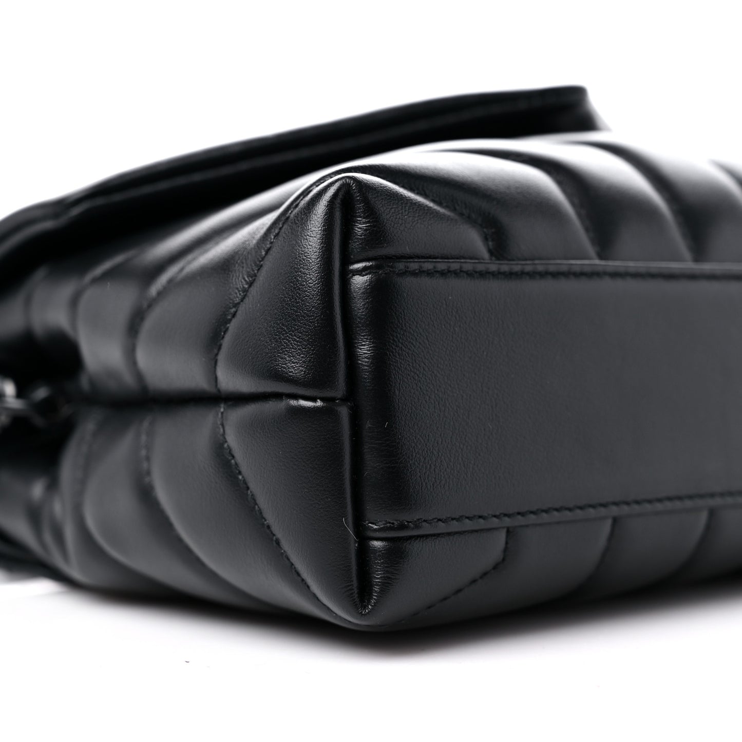 Calfskin Y Quilted Monogram Monochrome Toy Loulou Crossbody Bag Black