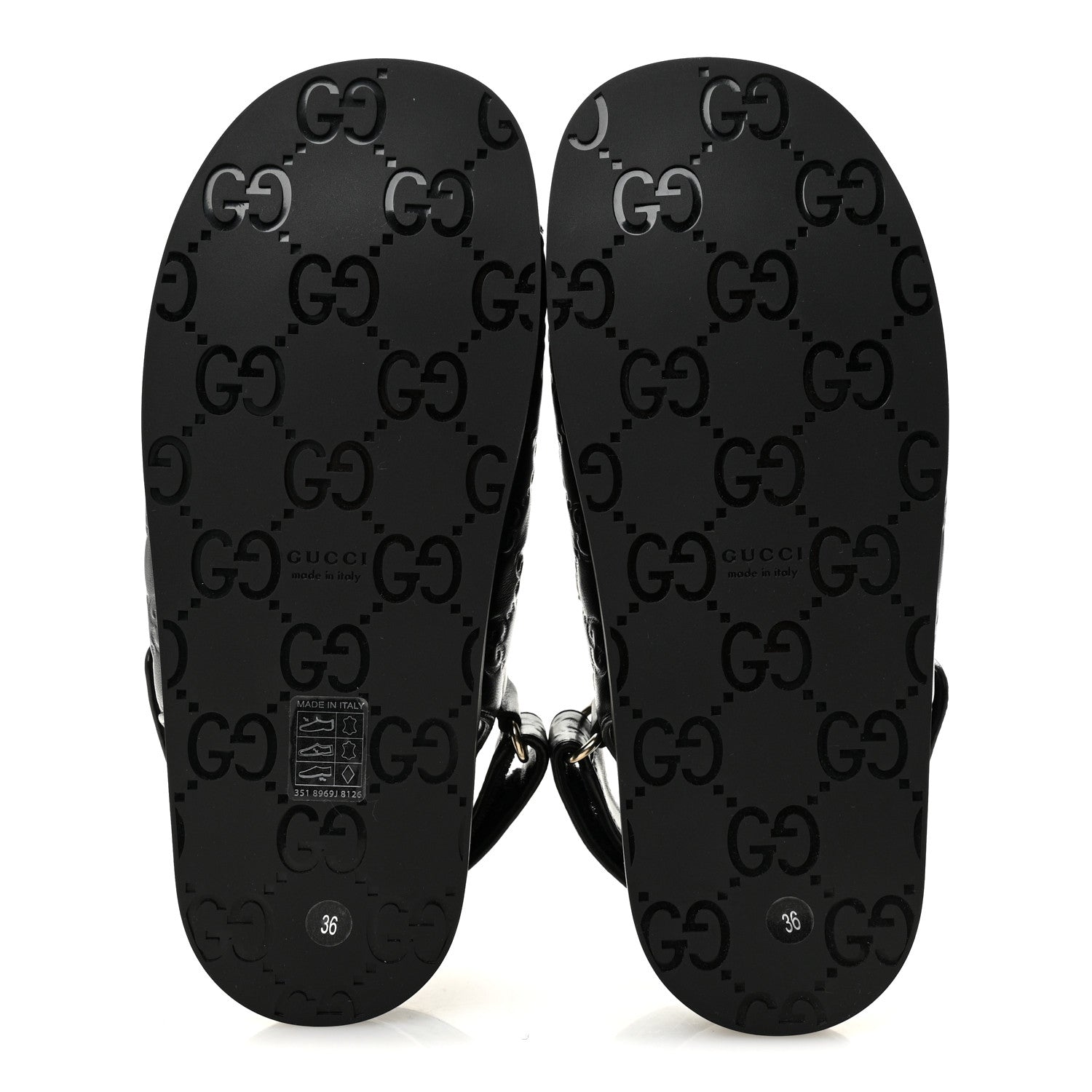 Gucci Guccissima GG Embossed Womens Sandals 36 Black 6 of 10