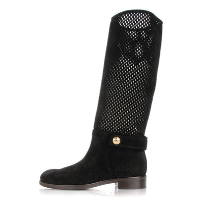 Louis Vuitton Suede Perforated Free Ride High Boots 38 Black 1 of 9