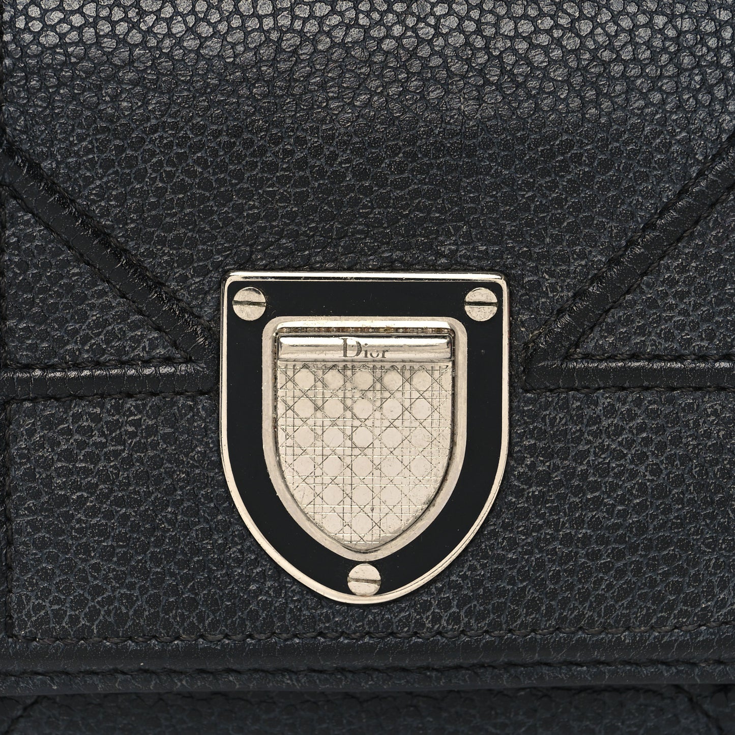 Grained Calfskin Cannage Diorama Elancee Wallet Black