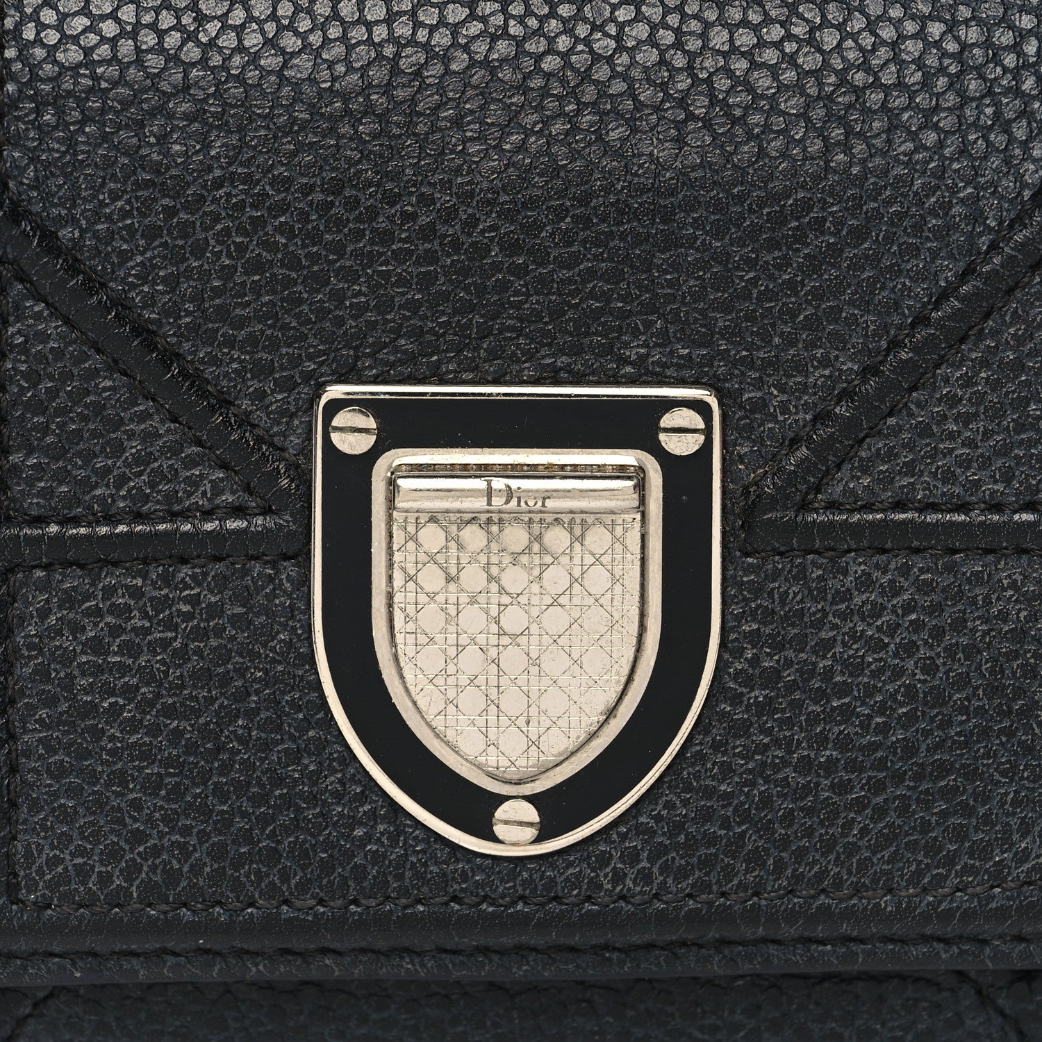 Christian Dior Grained Calfskin Cannage Diorama Elancee Wallet Black 7 of 10