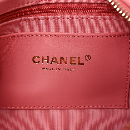 Chanel Shiny Lambskin Quilted Trendy Pockets Hobo Coral Pink 6 of 10