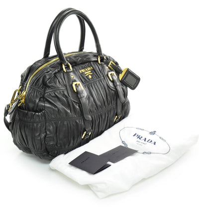 Prada Nappa Leather Gaufre Bauletto Nero Black 3 of 10