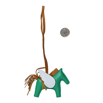 Hermes Milo Lambskin Grigri Rodeo Pegase Horse Bag Charm PM Menthe Sesame Bleu Brume 2 of 5