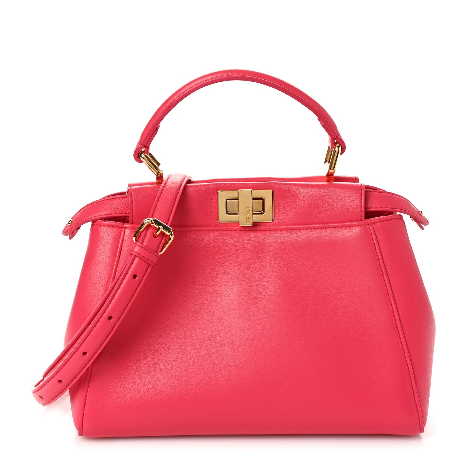 Fendi Nappa Stacked Bar Mini Peekaboo Iconic Satchel Lampone 1 of 9