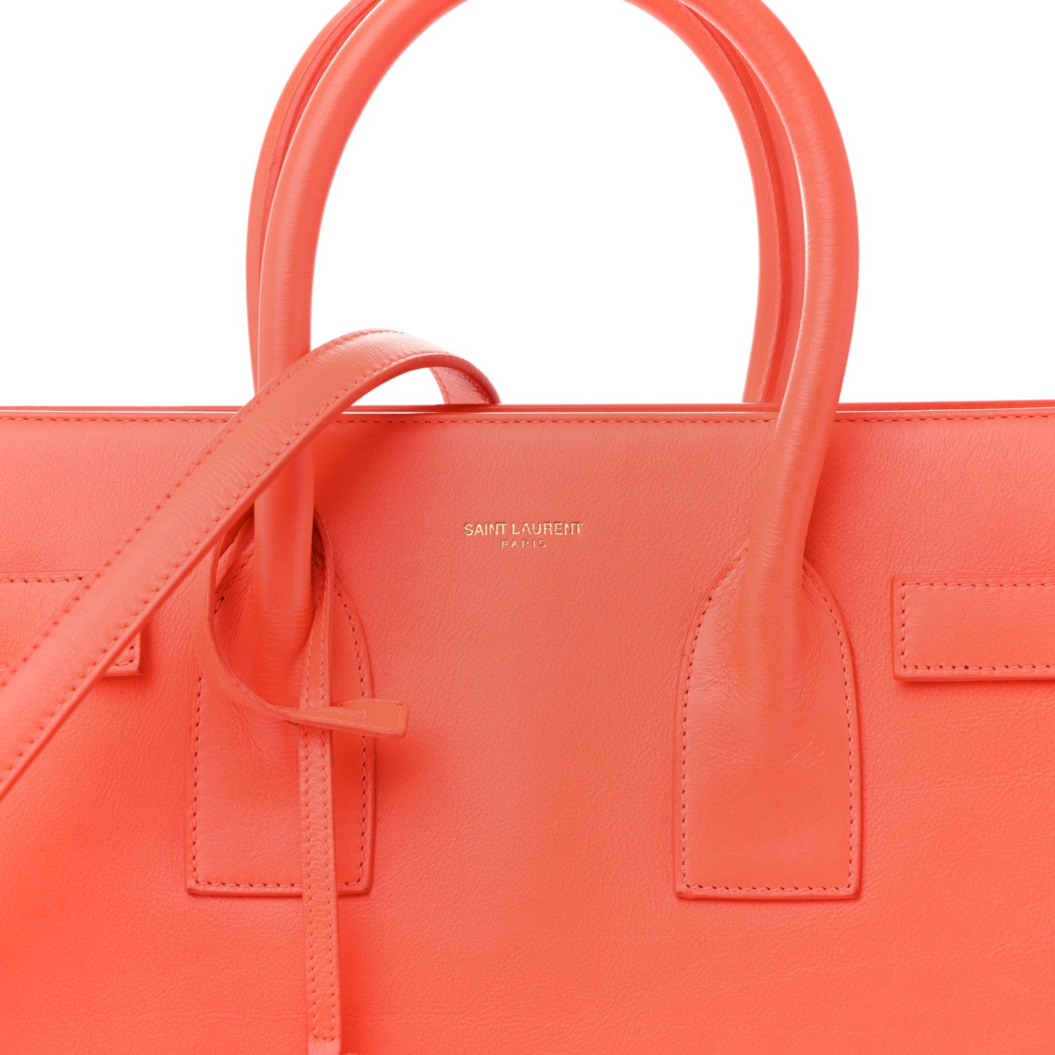 Saint Laurent Calfskin Small Sac De Jour Neon Orange 9 of 16