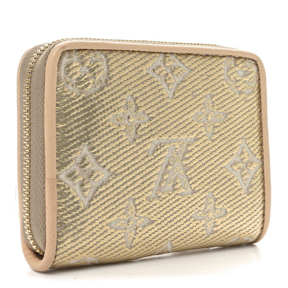 Louis Vuitton Lurex Jacquard Monogram Zippy Coin Purse Beige 3 of 6