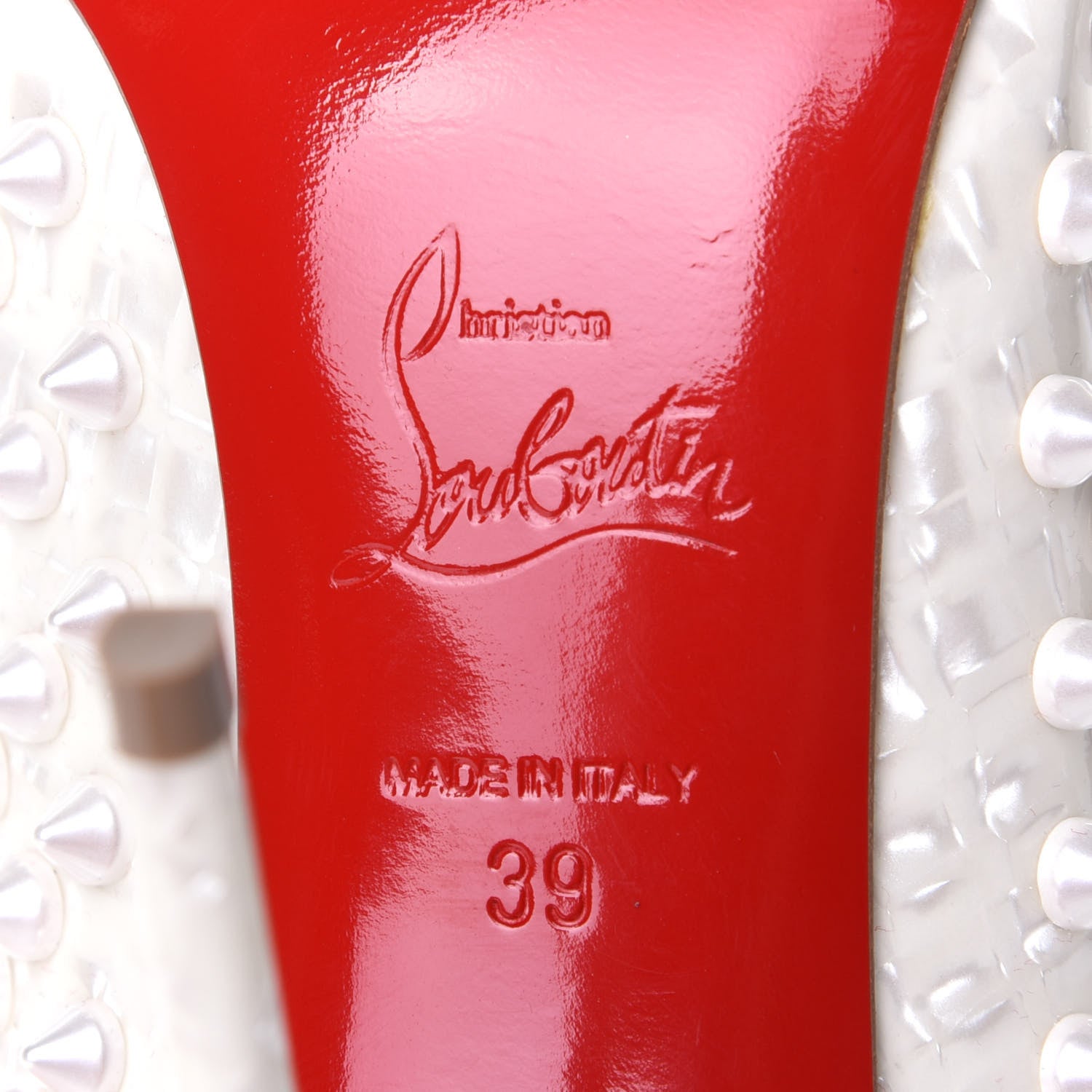 Christian Louboutin Patent Follies Spikes 100 Pumps 39 White 8 of 9