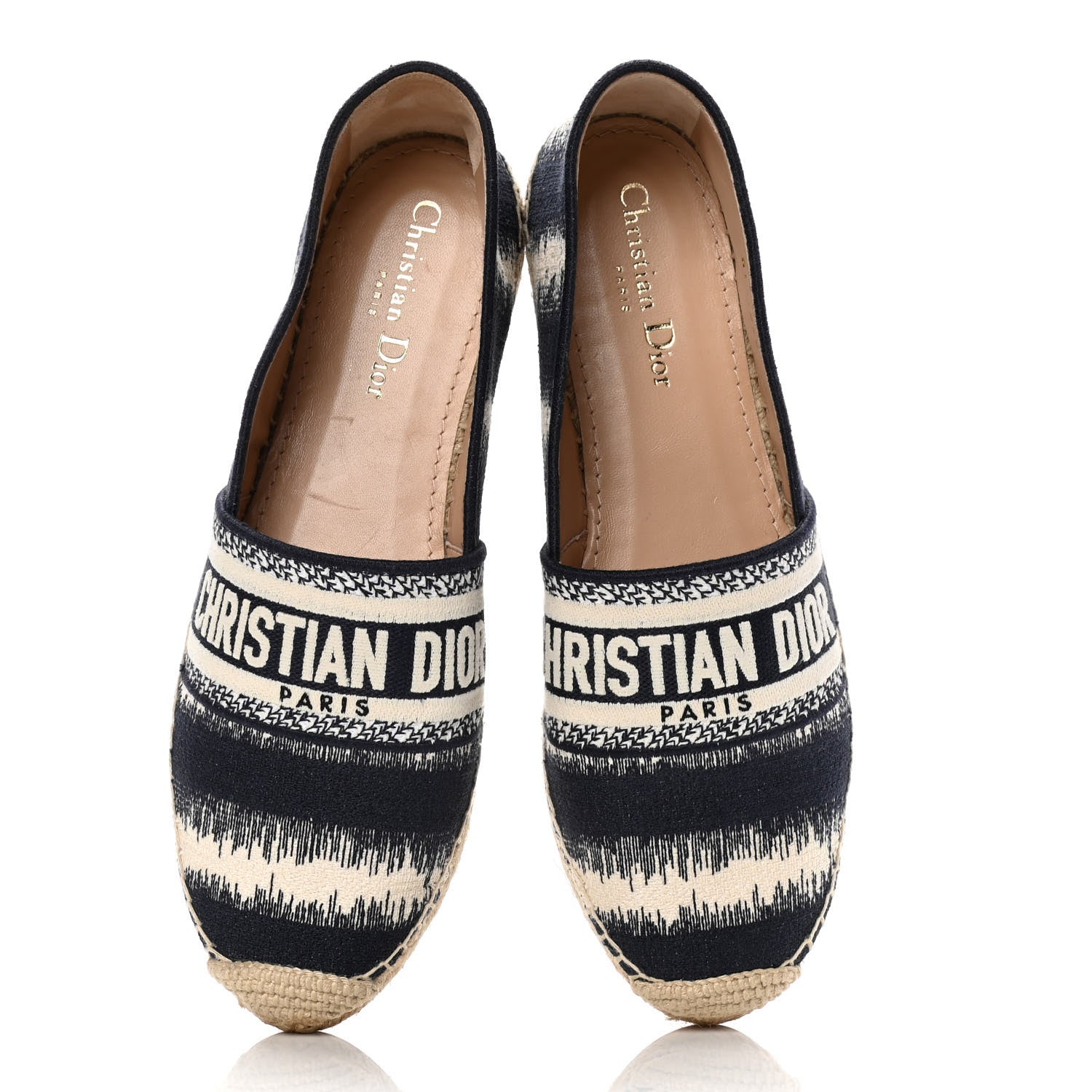 Christian Dior Cotton D-Stripes Embroidered Granville 15mm Espadrilles 40 Deep Blue 5 of 10