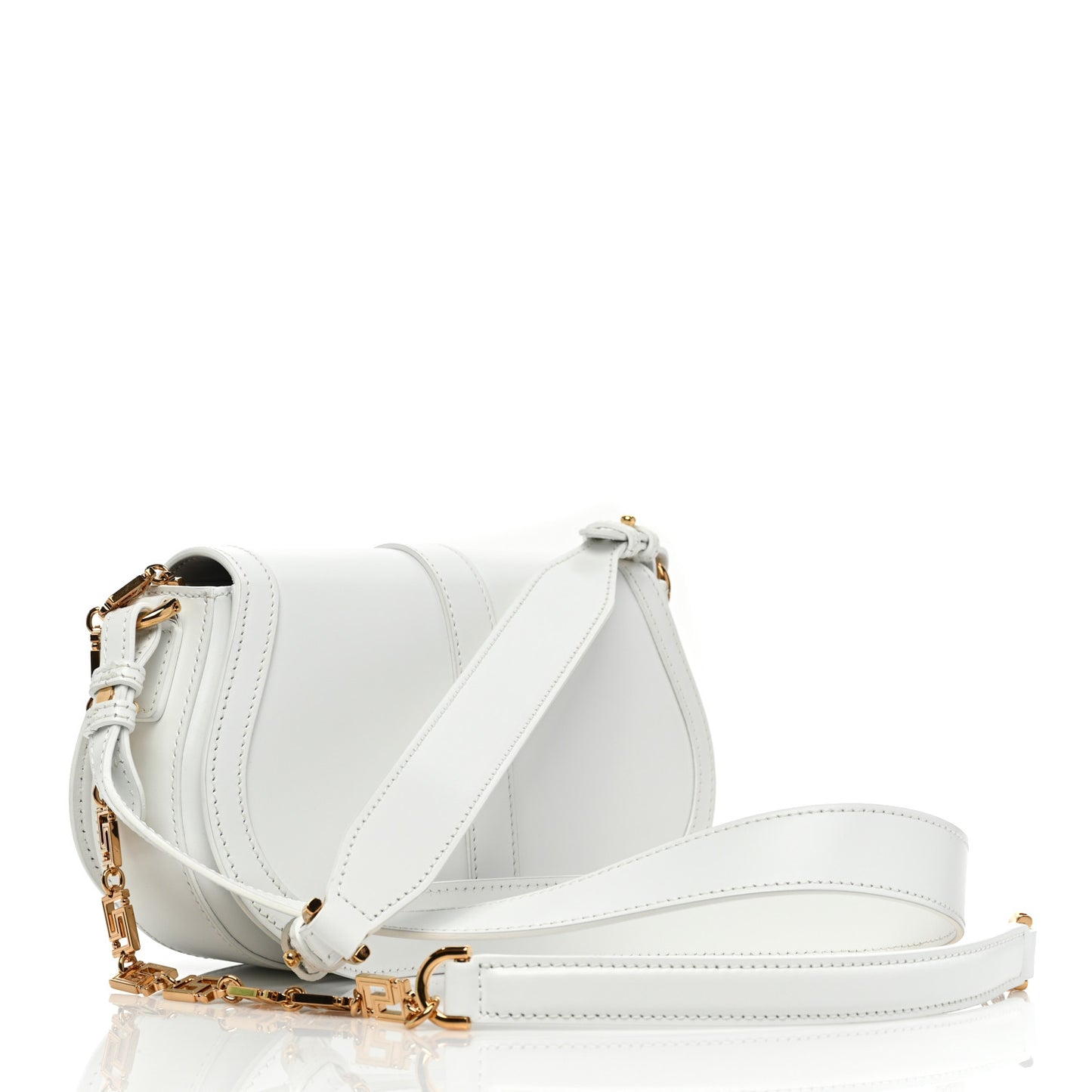 Calfskin Medium Greca Goddess Shoulder Bag White