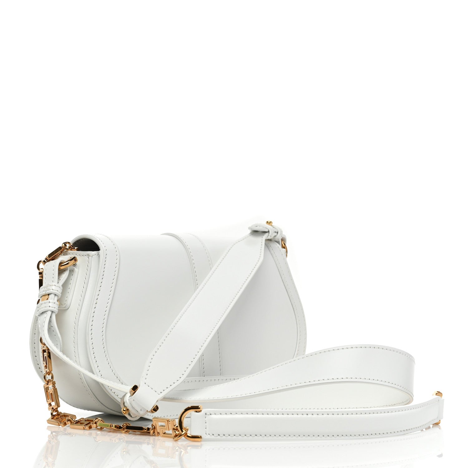 Versace Calfskin Medium Greca Goddess Shoulder Bag White 2 of 7