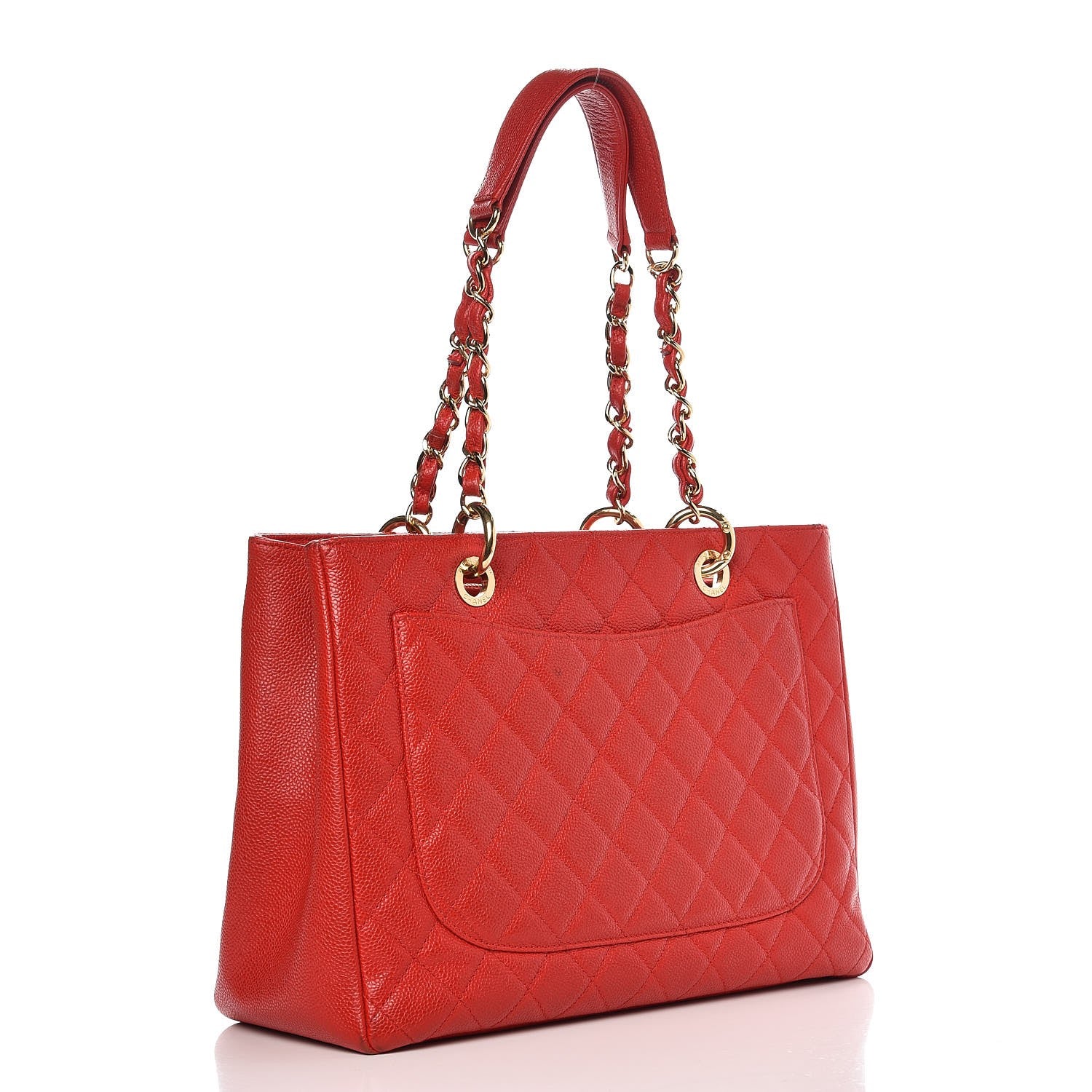 Chanel Caviar Quilted Grand Shopping Tote GST Red 3 of 13