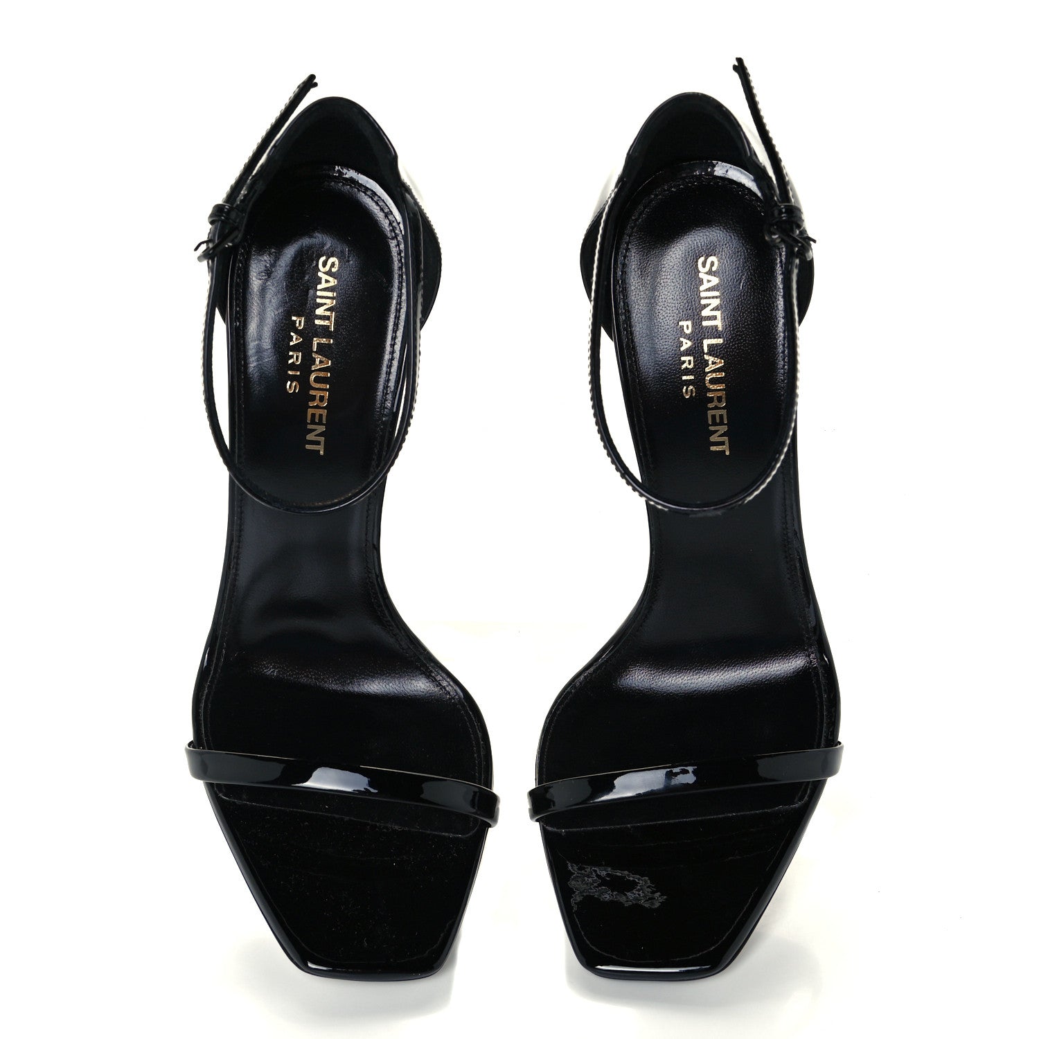 Saint Laurent Patent Calfskin Opyum 110 Sandals 38 Black 5 of 9