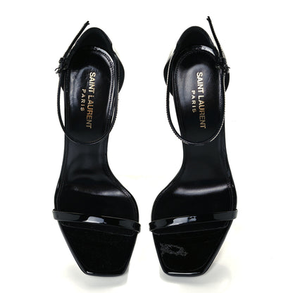 Saint Laurent Patent Calfskin Opyum 110 Sandals 38 Black 5 of 9