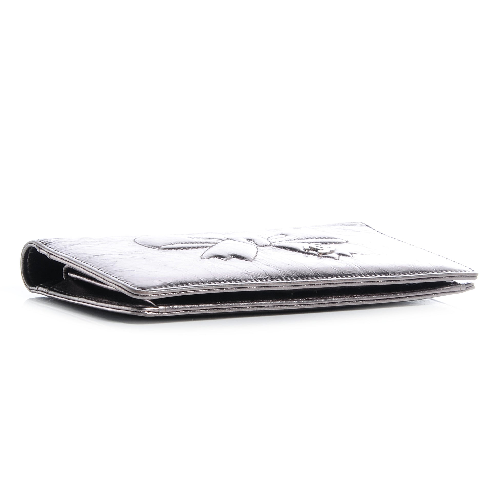Chanel Leather CC Bow Wallet Metallic Dark Silver 4 of 8