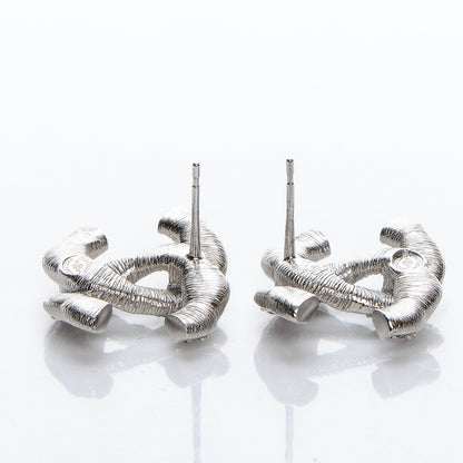 Chanel Crystal CC Twisted Earrings Silver 3 of 5