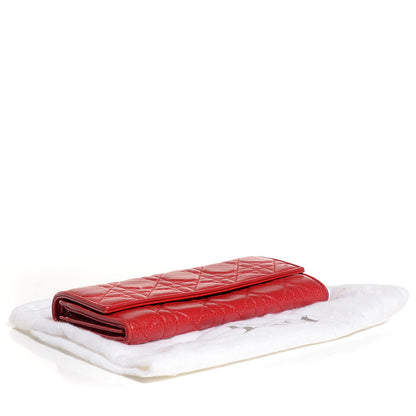 Christian Dior Lambskin Cannage Rendezvous Wallet Red 4 of 7