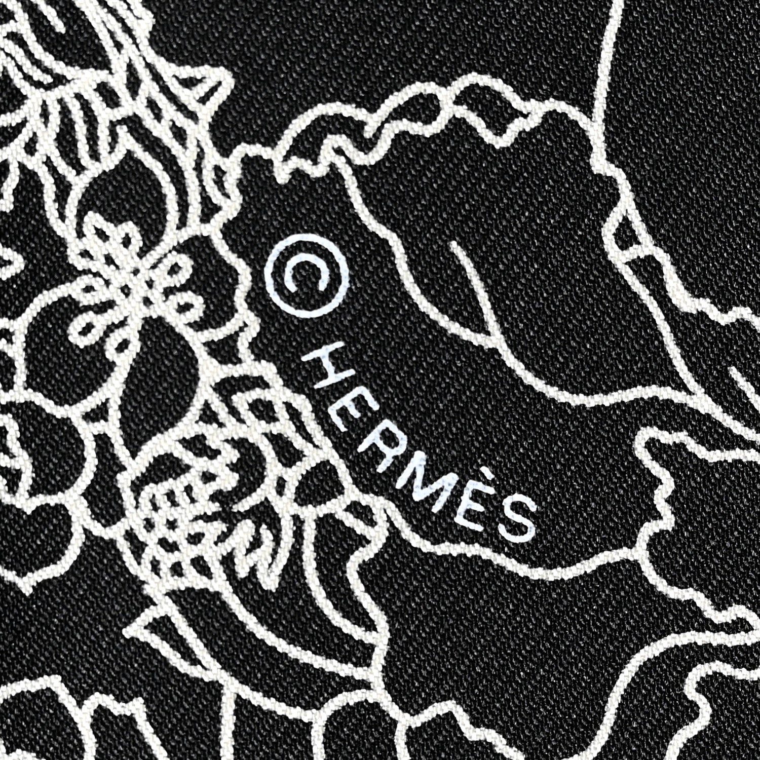 Hermes Silk Twill Robe Legere Scarf 90 Black White 5 of 6