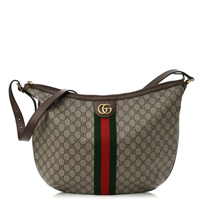 Gucci GG Supreme Monogram Web Ophidia Half Moon Hobo Brown 1 of 14