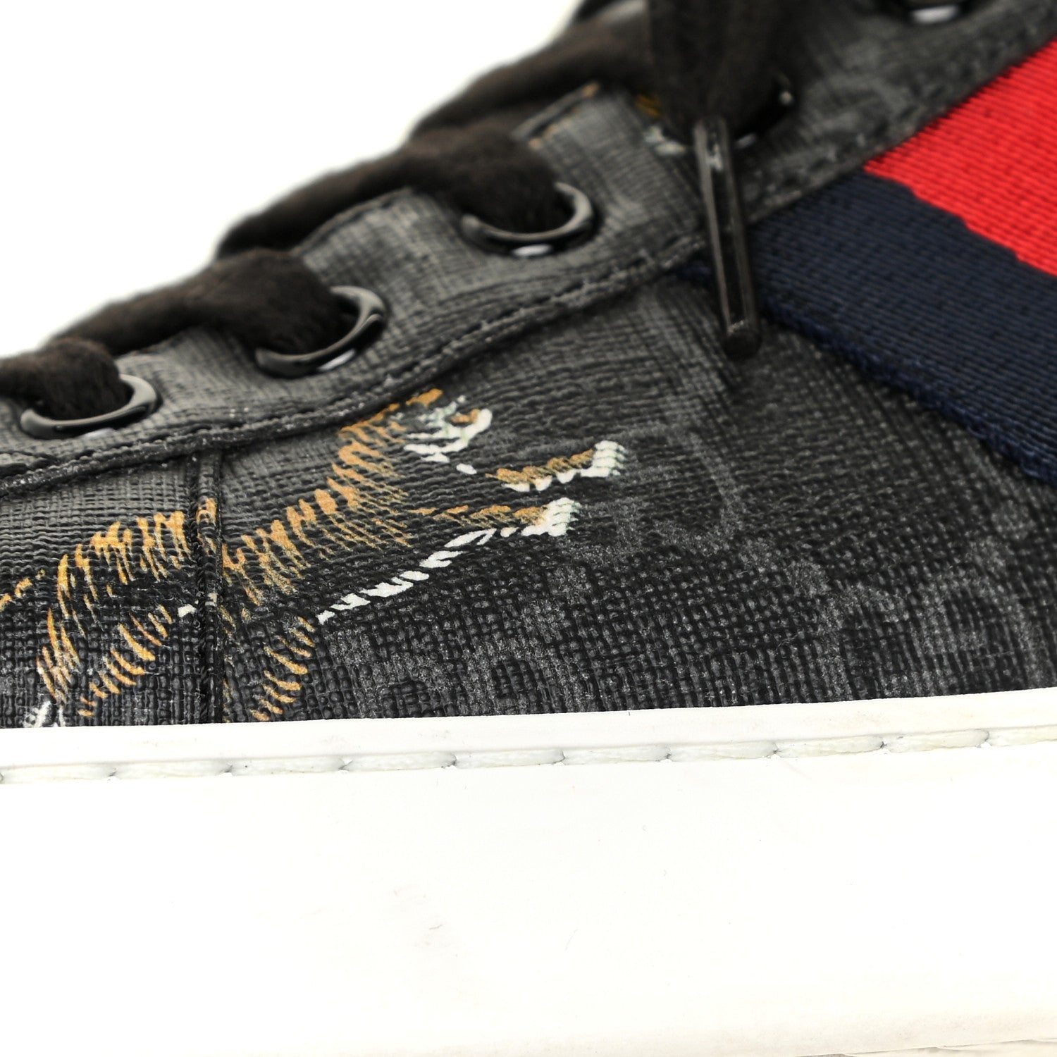 Gucci GG Supreme Monogram Tiger Ayers Web Mens New Ace Sneakers 9 Black 16 of 18